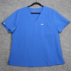 FIGS Technical Collection XXL Blue Scrub Top Medical Healthcare Womens‎